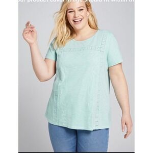 Lane Bryant Womens Blue Haze Embroidered Swing Tee, Size 18/20